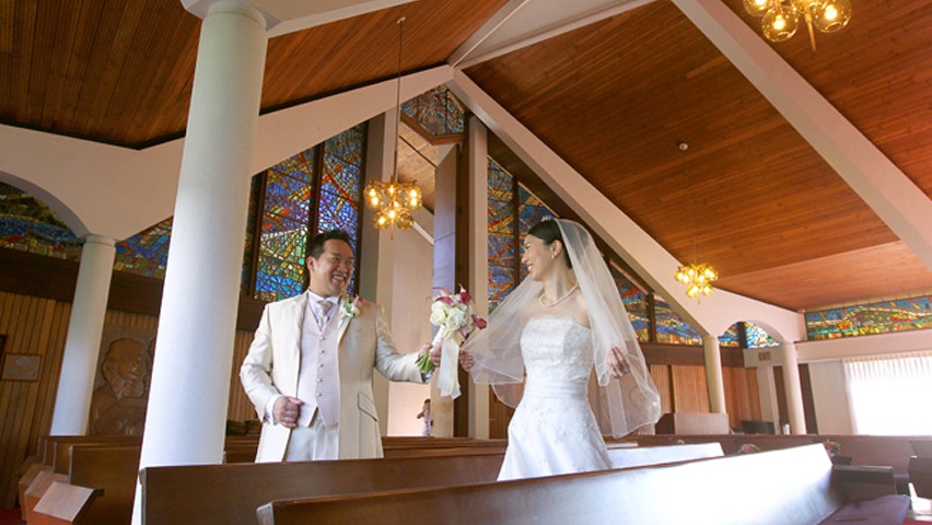 Your dreams will come true with a quiet ceremony at Community Church of Honolulu