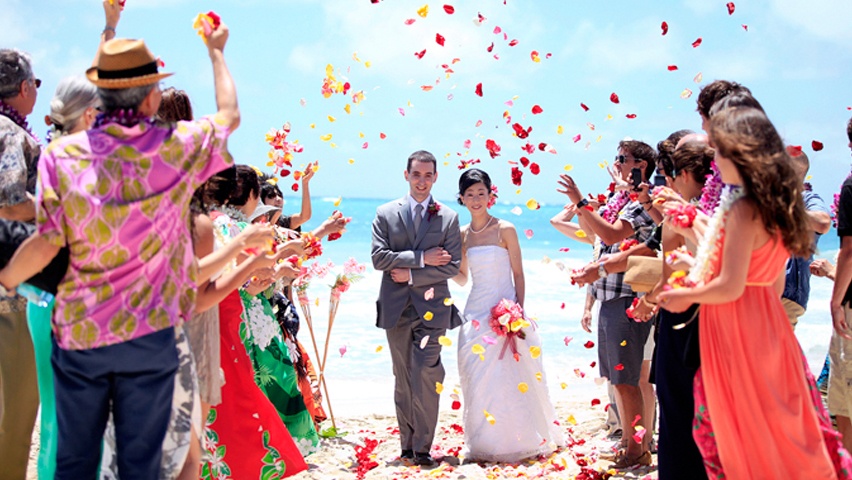 Flower shower and road flower